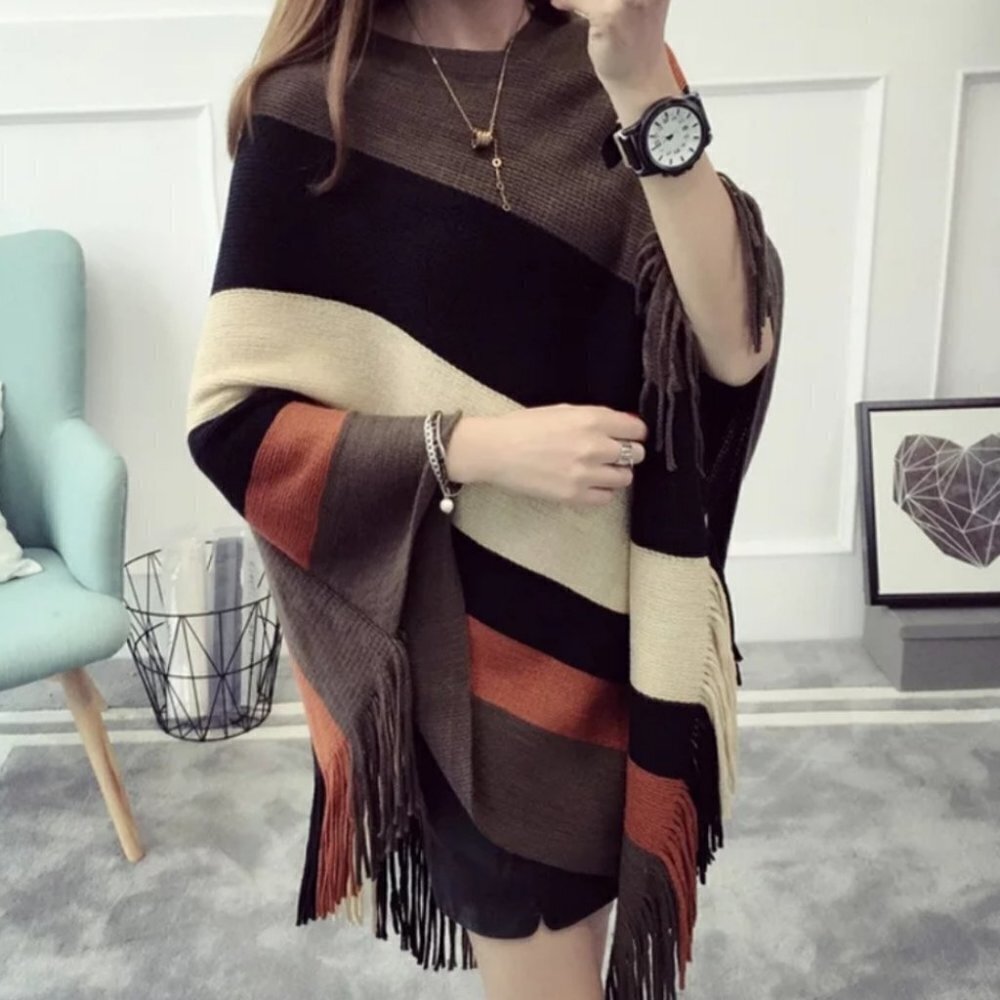 Timeless Striped poncho